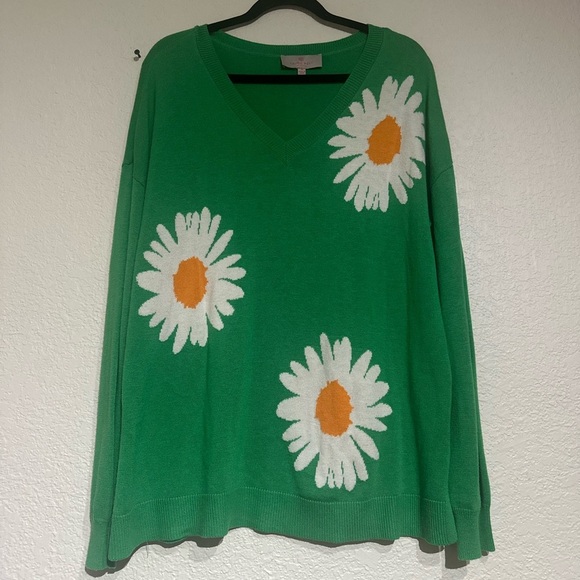 Laurie Felt | Cashmere Blend Daisy Print Sweater size M 🌼 - Picture 1 of 6